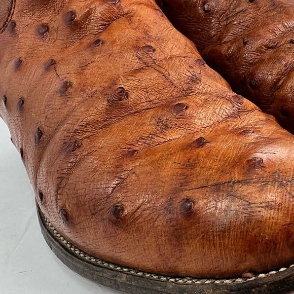 Justin 3186 Men's Exotic Roper Boot with Cognac Full Quill Ostrich & a Roper Toe - Picture 4 of 11